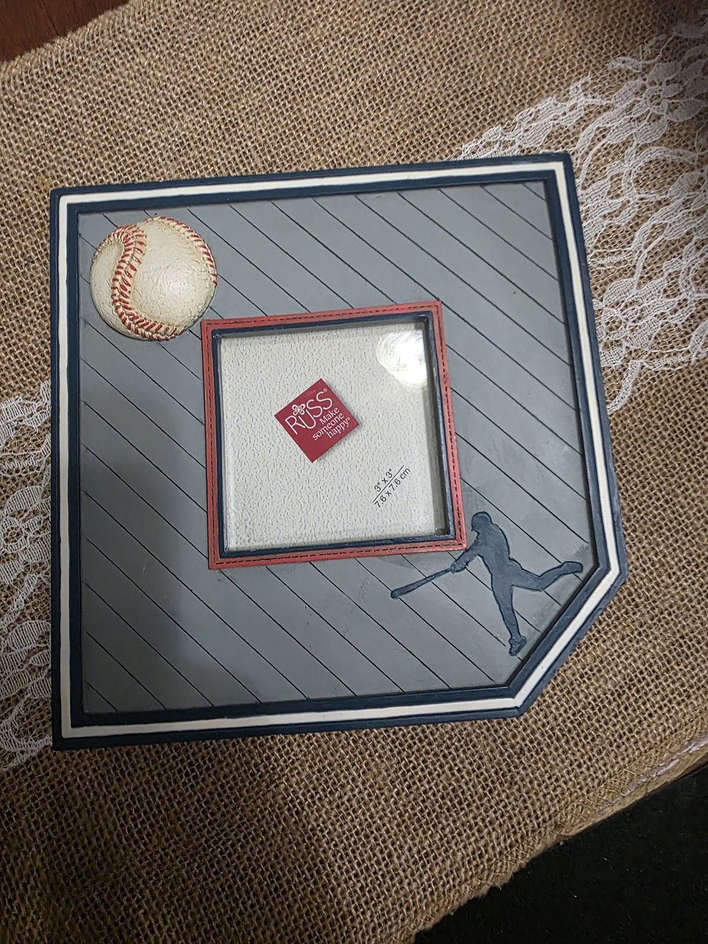 Russ Sporting Memories Baseball Home Plate Wall Frame - Gray & Navy